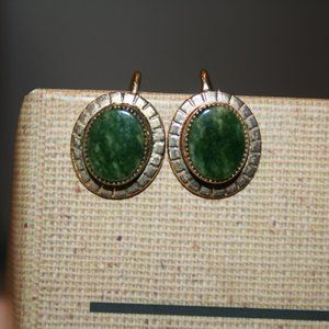 VINTAGE~AMCO 14K Gold Filled Jade Clip-on Earrings